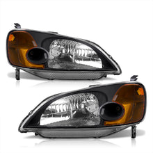 Load image into Gallery viewer, Honda Civic 2/4Door 2001-2003 Factory Style Headlights Black Housing Clear Len Amber Reflector