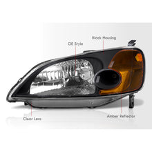 Load image into Gallery viewer, Honda Civic 2/4Door 2001-2003 Factory Style Headlights Black Housing Clear Len Amber Reflector