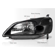 Load image into Gallery viewer, Honda Civic 2/4Door 2001-2003 Factory Style Headlights Black Housing Clear Len Clear Reflector