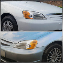 Load image into Gallery viewer, Honda Civic 2/4Door 2001-2003 Factory Style Headlights Chrome Housing Clear Len Amber Reflector