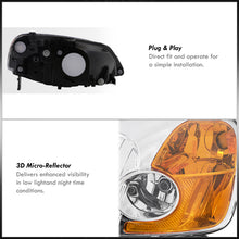 Load image into Gallery viewer, Honda Civic 2/4Door 2001-2003 Factory Style Headlights Chrome Housing Clear Len Amber Reflector