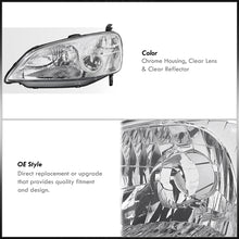 Load image into Gallery viewer, Honda Civic 2/4Door 2001-2003 Factory Style Headlights Chrome Housing Clear Len Clear Reflector