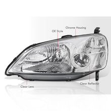 Load image into Gallery viewer, Honda Civic 2/4Door 2001-2003 Factory Style Headlights Chrome Housing Clear Len Clear Reflector