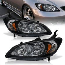 Load image into Gallery viewer, Honda Civic 2004-2005 Factory Style Headlights Black Housing Clear Len Amber Reflector