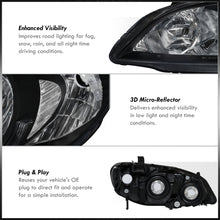 Load image into Gallery viewer, Honda Civic 2004-2005 Factory Style Headlights Black Housing Clear Len Clear Reflector
