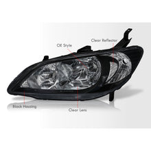 Load image into Gallery viewer, Honda Civic 2004-2005 Factory Style Headlights Black Housing Clear Len Clear Reflector