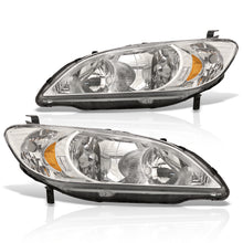 Load image into Gallery viewer, Honda Civic 2004-2005 Factory Style Headlights Chrome Housing Clear Len Amber Reflector