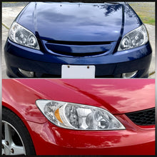 Load image into Gallery viewer, Honda Civic 2004-2005 Factory Style Headlights Chrome Housing Clear Len Amber Reflector