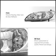 Load image into Gallery viewer, Honda Civic 2004-2005 Factory Style Headlights Chrome Housing Clear Len Clear Reflector