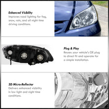 Load image into Gallery viewer, Honda Civic 2004-2005 Factory Style Headlights Chrome Housing Clear Len Clear Reflector