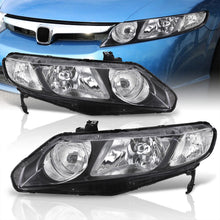 Load image into Gallery viewer, Honda Civic Sedan 2006-2011 Factory Style Headlights Black Housing Clear Len Clear Reflector