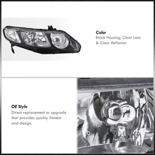 Load image into Gallery viewer, Honda Civic Sedan 2006-2011 Factory Style Headlights Black Housing Clear Len Clear Reflector