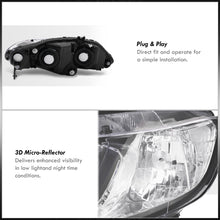 Load image into Gallery viewer, Honda Civic Sedan 2006-2011 Factory Style Headlights Black Housing Clear Len Clear Reflector