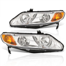 Load image into Gallery viewer, Honda Civic Sedan 2006-2011 Factory Style Headlights Chrome Housing Clear Len Amber Reflector