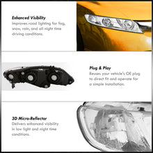 Load image into Gallery viewer, Honda Civic Sedan 2006-2011 Factory Style Headlights Chrome Housing Clear Len Clear Reflector