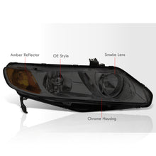 Load image into Gallery viewer, Honda Civic Sedan 2006-2011 Factory Style Headlights Chrome Housing Smoke Len Amber Reflector