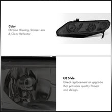Load image into Gallery viewer, Honda Civic Sedan 2006-2011 Factory Style Headlights Chrome Housing Smoke Len Clear Reflector