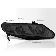 Load image into Gallery viewer, Honda Civic Sedan 2006-2011 Factory Style Headlights Chrome Housing Smoke Len Clear Reflector