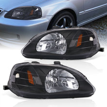 Load image into Gallery viewer, Honda Civic 1999-2000 Factory Style Headlights Black Housing Clear Len Amber Reflector