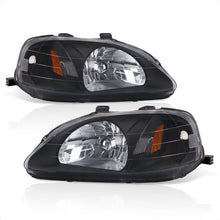Load image into Gallery viewer, Honda Civic 1999-2000 Factory Style Headlights Black Housing Clear Len Amber Reflector