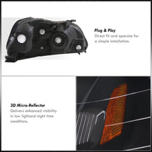 Load image into Gallery viewer, Honda Civic 1999-2000 Factory Style Headlights Black Housing Clear Len Amber Reflector