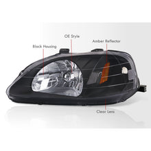 Load image into Gallery viewer, Honda Civic 1999-2000 Factory Style Headlights Black Housing Clear Len Amber Reflector