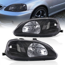 Load image into Gallery viewer, Honda Civic 1999-2000 Factory Style Headlights Black Housing Clear Len Clear Reflector