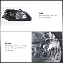 Load image into Gallery viewer, Honda Civic 1999-2000 Factory Style Headlights Black Housing Clear Len Clear Reflector