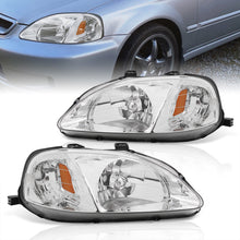 Load image into Gallery viewer, Honda Civic 1999-2000 Factory Style Headlights Chrome Housing Clear Len Amber Reflector