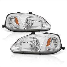 Load image into Gallery viewer, Honda Civic 1999-2000 Factory Style Headlights Chrome Housing Clear Len Amber Reflector