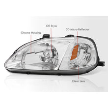Load image into Gallery viewer, Honda Civic 1999-2000 Factory Style Headlights Chrome Housing Clear Len Amber Reflector