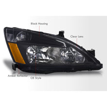 Load image into Gallery viewer, Honda Accord 2003-2007 Factory Style Headlights Black Housing Clear Len Amber Reflector