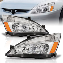 Load image into Gallery viewer, Honda Accord 2003-2007 Factory Style Headlights Chrome Housing Clear Len Amber Reflector