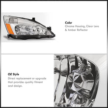 Load image into Gallery viewer, Honda Accord 2003-2007 Factory Style Headlights Chrome Housing Clear Len Amber Reflector