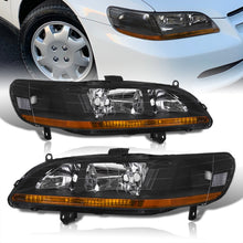 Load image into Gallery viewer, Honda Accord 1998-2002 Factory Style Headlights Black Housing Clear Len Amber Reflector