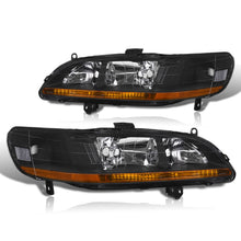 Load image into Gallery viewer, Honda Accord 1998-2002 Factory Style Headlights Black Housing Clear Len Amber Reflector