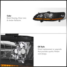Load image into Gallery viewer, Honda Accord 1998-2002 Factory Style Headlights Black Housing Clear Len Amber Reflector