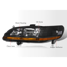 Load image into Gallery viewer, Honda Accord 1998-2002 Factory Style Headlights Black Housing Clear Len Amber Reflector