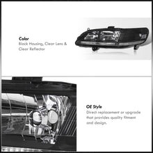 Load image into Gallery viewer, Honda Accord 1998-2002 Factory Style Headlights Black Housing Clear Len Clear Reflector