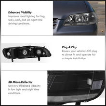 Load image into Gallery viewer, Honda Accord 1998-2002 Factory Style Headlights Black Housing Clear Len Clear Reflector