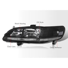Load image into Gallery viewer, Honda Accord 1998-2002 Factory Style Headlights Black Housing Clear Len Clear Reflector