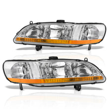 Load image into Gallery viewer, Honda Accord 1998-2002 Factory Style Headlights Chrome Housing Clear Len Amber Reflector