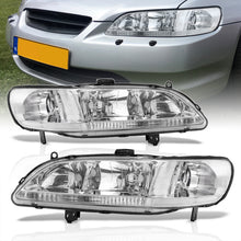 Load image into Gallery viewer, Honda Accord 1998-2002 Factory Style Headlights Chrome Housing Clear Len Clear Reflector
