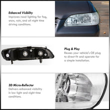 Load image into Gallery viewer, Honda Accord 1998-2002 Factory Style Headlights Chrome Housing Clear Len Clear Reflector