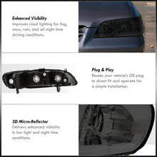 Load image into Gallery viewer, Honda Accord 1998-2002 Factory Style Headlights Chrome Housing Smoke Len Clear Reflector