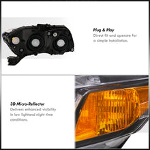 Load image into Gallery viewer, Honda Civic Sedan 2012-2015 / Honda Civic Coupe 2012-2013 Factory Style Headlights Black Housing Clear Len Amber Reflector