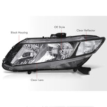 Load image into Gallery viewer, Honda Civic Sedan 2012-2015 / Honda Civic Coupe 2012-2013 Factory Style Headlights Black Housing Clear Len Clear Reflector