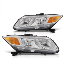Load image into Gallery viewer, Honda Civic Sedan 2012-2015 / Honda Civic Coupe 2012-2013 Factory Style Headlights Chrome Housing Clear Len Amber Reflector