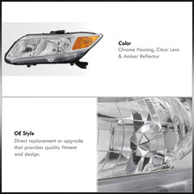 Load image into Gallery viewer, Honda Civic Sedan 2012-2015 / Honda Civic Coupe 2012-2013 Factory Style Headlights Chrome Housing Clear Len Amber Reflector