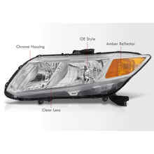 Load image into Gallery viewer, Honda Civic Sedan 2012-2015 / Honda Civic Coupe 2012-2013 Factory Style Headlights Chrome Housing Clear Len Amber Reflector
